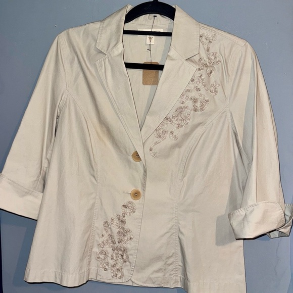 Coldwater Creek Cream Embroidered Blazer - Picture 2 of 8